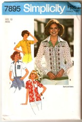 7895 SIMPLICITY 1977 UNCUT BUTTON YOKE SS-LS COLLAR SHIRT PATTERN SIZE 8